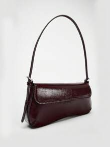 2025 New Vintage Flip-Top Glossy Minimalist Baguette Handbag, Fashionable Shoulder & Underarm Bag