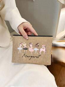 Customized Name Personalized Dancer Ballet Girl Makeup Bag, Stationery Storage Bag, Travel Makeup Bag, Pencil Case, Girls Bachelorette Party Gift, Christmas/Valentine'S Day Gift, Women'S Travel Essentials, Winter - Multicolor - View 5
