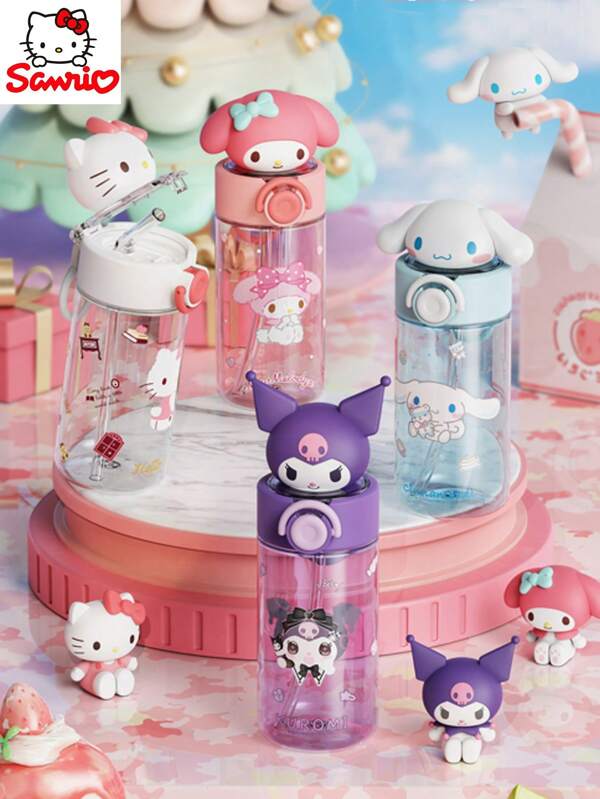 Sanrio 1pc Sanrio Kuromi Water Bottle Water Cup, 500ml Straw Cup,For Outdoor, Camping,Easy To Carry,Holiday Gifts, Birthday Gifts, Party Gifts,Cute Student High Bounce Straw Cup,High Aesthetic Water Cup