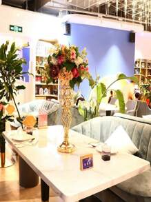 Metal Iron Candlestick, Wedding Decoration Props, Candle Holder, Hollow-Out Retro Crystal Candle Stand Gifts Birthday Graduation - Multicolor - View 9