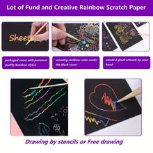 10pcs 20pcs 50pcs 100pcs DIY Scratch Paper Art Set Square Rainbow Magic Scratch Paper Drawing Card Notes For Children Party Supplies Home Decoration Black Scratch It Off Art Crafts Kits With Wooden Stylus For Teenager Halloween Christmas Birthday Gift Decorate Party Favor Game Project Kit Thank-You Card Handmade Relieve Stress