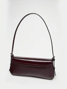 2025 New Vintage Flip-Top Glossy Minimalist Baguette Handbag, Fashionable Shoulder & Underarm Bag