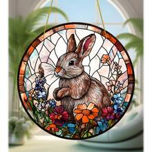 复活节兔子亚克力捕捉太阳装饰品，用于春季树挂，复活节快乐家居和派对装饰品，篮子填充物和礼物，适合儿童、家人和朋友 -2D