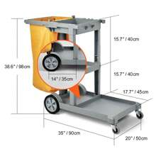 Cleaning Cart, 3-Shelf Commercial Janitorial Cart, 200 Lbs Capacity Plastic Housekeeping Cart, With 25 Gallon PVC Bag And Cover, 47" X 20" X 38.6" - Grey, With PVC Bag - View 9