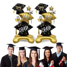 2025 Graduation Theme Aluminum Foil Balloon Set, Large Stand Base Graduation Cap, Owl Graduate, Diploma, Graduation Ceremony, Campus Graduation Party Decorative Floating Helium Balloons