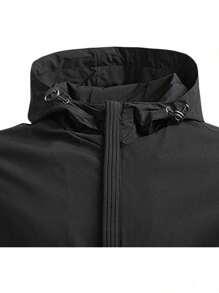 Men's Hooded Zip Up Jacket, Lightweight Black Long Sleeve Hooded Outwear Jacket, Great Gift For Friends, Husband Or Boyfriend - 黑色 - 查看 5