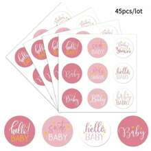 45 Pieces Boy Girl Baby Shower Favors Stickers Mini Kisses Candy Stickers Chocolate Drop Labels Wrappers Little Cutie Baby Shower Decoration For Sprinkle Birthday Party(5pcs/45stickers) - Multicolor - View 13