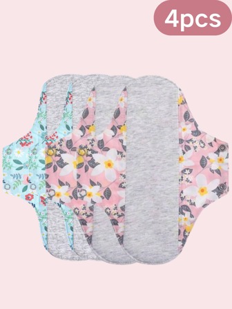 4 paquetes de toallas femeninas reutilizables para adultos, lavables, impermeables, a prueba de fugas, con capa antibacteriana de grafeno, 8.26*10.62 pulgadas, toallas femeninas reutilizables para damas (gris y azul)