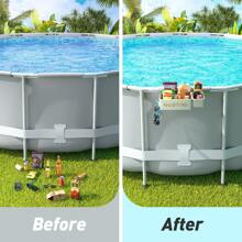 POOLHACKER 2024 Upgrade 2 Sets Poolside Storage Basket, Above Ground Pool Accessories, Swimming Pool Storage Basket With Pool Cup Holder, Poolside Storage To Organize Cup Towel