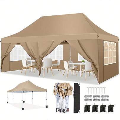 COBIZI Carpa plegable 3x6m carpa estable impermeable 3x6m carpa para fiestas plegable anti-UV con 6 paredes laterales carpa de jardín para bodas al aire libre jardín