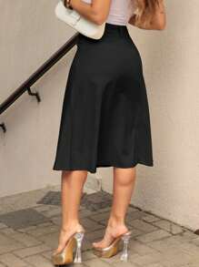 EMILI LULU RUNS4 Women's Viscose And Cotton Midi Skirt - Summer Elegance - Black - View 5