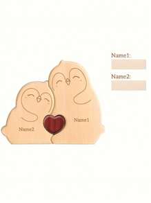 2/3/4/5 件可定制木制企鹅雕像，适合作为节日礼物、圣诞节礼物、情人节礼物、父亲节礼物、母亲节礼物、家庭纪念品礼物