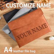 Customized Personalized File Folder A4 Magnetic File Bag, Waterproof PU Leather Document Organizer, Birthday/Christmas Gift Customization, Large Capacity Business Office Filing Bag, Exam Stationery Supplies,Back To School,School Supplies