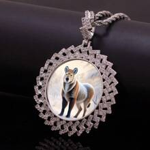Customized Cubic Zirconia Photo Medallion Rhombus Charm Image Personalized Necklace Picture Memory Pendant Necklace Hip Hop Jewelry