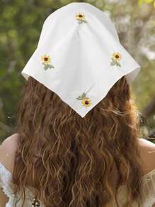 1pc Fashionable Floral Print Tassel Tie Triangle Scarf (Flower Position Random) - Multicolor - View 1