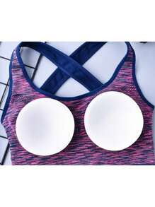 TRUMOVE Brassiere Deportivo para Mujer con Diseño de Color Degradado Sin Armazón Antichoque Absorbente Transpirable y Anti-humedad con Reducción de Vibraciones Moldeante y Aglomerante Correas Cruzadas en la Espalda Ropa Deportiva Superior para Mujer,top deportivo mujer,ropa deportiva de mujer,tops deportivos para mujer,top deportivo,tops de mujer,gym,brassieres de mujer - Morado - Ver 6