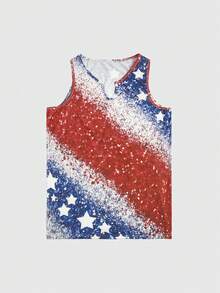 Áo tank top không tay cổ chữ V in hình cờ Mỹ và ngôi sao, phong cách thường ngày cho nữ, thích hợp mặc mùa hè. - Nhiều màu - Xem 2