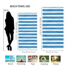 1pc Large Beach Towel, Blue Stripe Big Bath Towel, Essential Gift For Travel & Holiday, Swimming Pool Towel, Camping Supply For Adults, Women & Men Summer, Holiday