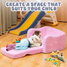 Children's Small Ofa, The Best Choice For Children's Birthday Gifts, Stretchable Cushion, Sofa And Sofa Bed In One, Multi. Functional Memory Sponge Sofa, Suitable For Living Room, Bedroom, Game Room Home Furniture - 粉色 - 查看 4