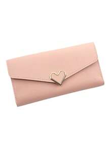 1pc Fashion Plain Heart Shaped Wallet Women's Simple Long Design With Multiple Card Slots Suitable For Daily Commute Wallet Purse Wallet Long Wallet For Women Mini Wallet