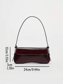 2025 New Vintage Flip-Top Glossy Minimalist Baguette Handbag, Fashionable Shoulder & Underarm Bag