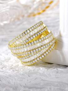 1pc Fashionable Minimalist Versatile Cubic Zirconia Ring - Gold - View 5