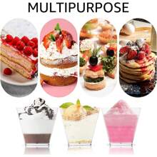 10-50 Sets Of 4oz Mini Square Dessert Cups, Transparent Lidded Cups, Suitable For Halloween, Christmas, Appetizers, Desserts, Mousse, Ice Cream, Fruits, Candies, Etc. - Clear - View 7