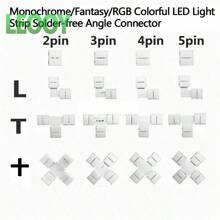 leooy LED-Verbinder: 10 mm breite gerade/L-förmige/T-förmige/X-förmige Verbinder, geeignet für 3528/5050 SMD RGB 7-Farben-LED-Leuchtzubehör, lötfreie Clip-Verbinder - lötfreie Adapter-Verbinder