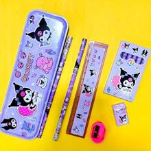 Sanrio Sanrio 12 sztuk My Melody & Kuromi Kids Stationery Gift Set: plastikowa linijka i gumki, odpowiednie na urodziny, upominki na przyjęcia, artykuły szkolne i nagrody - linijka uniwersytecka, bez piór