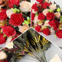 1/3/5 piezas Decoración de flores artificiales románticas, ramo de rosas de plástico, plantas falsas, hojas de eucalipto, adecuado para boda, habitación, hogar, hotel, fiesta, eventos, regalo de Año Nuevo, decoración floral de mano, aplicable para el Día de San Valentín, decoración de boda/hogar/dormitorio/sala de estar/mesa de comedor, ramo de novia, jardín al aire libre, cumpleaños, ceremonia de graduación y talla grande ocasiones - Rojo - Ver 5