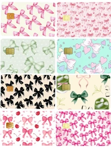 1pc Pink Bow Sticker, Colorful Bowknot PVC Cute Sticker For Debit/Credit Card, Creative Mini Name Card Skin Sticker, Art Sticker, Gift For Women,Back To School,School Supplies - Multicolor - View 6