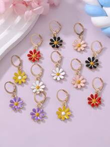 6 对女孩卡通吊坠耳环套装