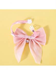 情人节宠物猫狗泰迪熊领结铃铛天鹅绒可调节防窒息项圈，宠物生日新年天鹅绒领结铃铛项链可调节颈链，粉色猫狗礼物 - 粉色 - 查看 3