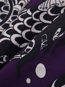 男式秋季仿漫画红月牙龙图案和服风格夹克