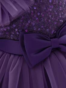 Baby Girls Champagne Color Sequin Elegant Princess Dress, Suitable For Parties - Purple - View 6