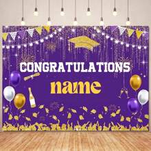 1pc Congratulations Graduate Customizable Name Multicoloured Background Decoration Congratulations Graduation Party Cake Table Decoration Banner Portrait Photography Backdrop Fabric Vinyl - Multicolor - View 16