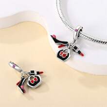 925 Sterling Silver Women's Jewelry Lipstick Perfume High Heels Imitation Series Charms Dress And Flower Charms Red High Heels Charms Suitable For Women's Bracelets DIY Jewelry Making And Daily Clothing Matching Jewelry Decoration Suitable For Girls