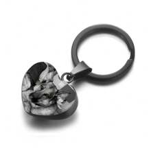 Personalized Photo Necklace, Stainless Steel 3D Heart-Shaped Pendant, Customize With Your Pet, Lover, Child, Family, Black & White Photo, Picture, Keychain, Necklace, Holiday Gift, Souvenir Gift - Black - View 6