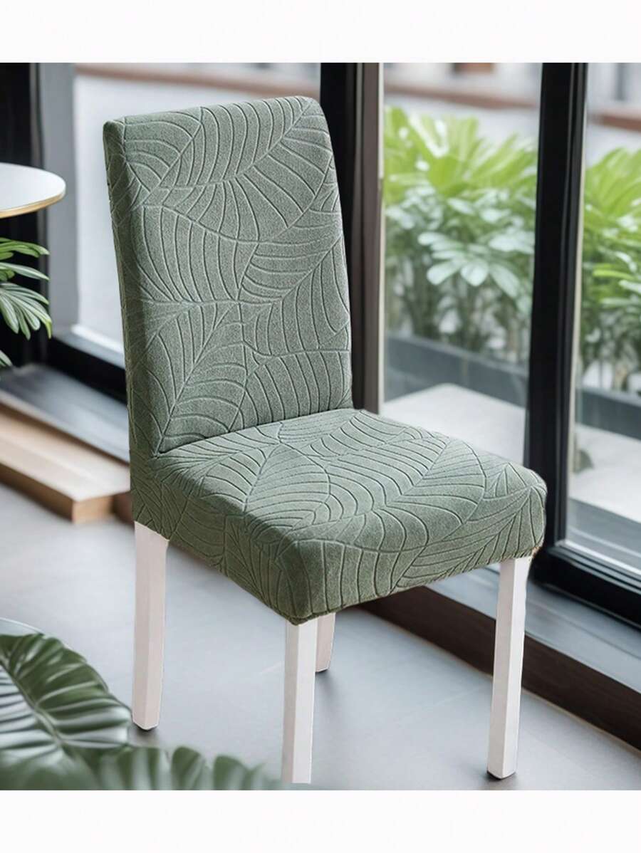 1pc Waterproof Jacquard Woven Chair Cover For Living Room And Dining Room - Mint Green - View 1