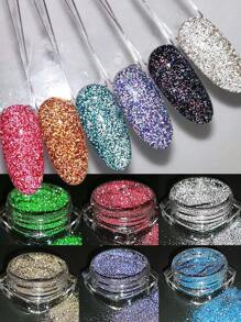 10g Shiny Reflective Diamond Nail Glitter Powder Silver Holographic Micro Drill Dazzling Crystal Gel Polish Manicure Pigment ,Reflective Silver Nail Powder Flash Disco Diamond Chrome Pigment Dipping Powder Nail Glitter Rhinestone Sequins - Multicolor - View 15
