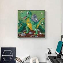5D 钻石画套装，卡通钻石艺术简易套装，动漫全钻石画宝石艺术工艺品适合成人初学者家居装饰（恐龙） - 彩色 - 查看 9