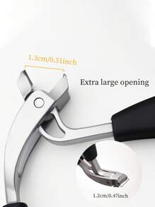 1pc Professional Nail Clippers, Modern Style, Stainless Steel Blade, Concave, Wide Mouth, Anti-Splash, Long Handle, Curved Clipper For Thick Toenails, Fragrance-Free, Suitable For Men & Elderly