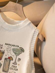 Nouveau débardeur pour femmes à col rond, motif imprimé de champagne, pour le printemps et l'été. T-shirts d'été blancs, simples et élégants, convenant pour la navette, hauts d'été pour femmes
