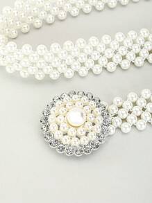 1 chiếc thắt lưng thun ngọc trai trắng, trang trí thanh lịch cho váy, áo cánh, phong cách cung điện tinh tế, đa năng cho mùa hè, mùa thu, mùa thu, Halloween - đai ngọc trai - Xem 13