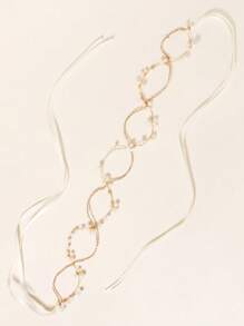 1件几何图案波西米亚风铜丝编织发箍，浪漫新娘/伴娘发饰，情人节配饰