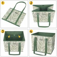 3Pk Reusable Grocery Bags, Foldable Shopping Bags For Groceries With Reinforced Bottom & Handles - Green - View 6