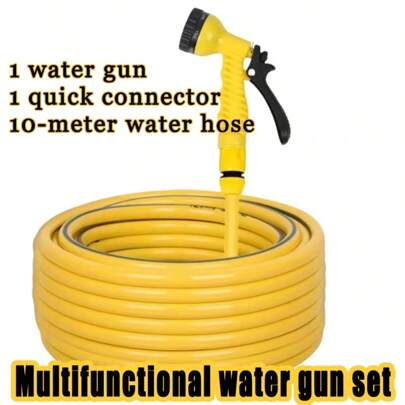 MangDong 10m/20m/30m 5pcs Adjustable Multi-Functional Yard Spray Nozzle, Connects To Faucet For Home Garden Watering, Car Washing High Pressure 7 Modes Spray Gun, Bathroom, Toilet, Mop Floor Cleaning, Gardening Watering Sprinkler