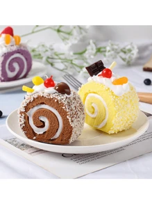 Toalla con diseño de rollo de pastel de fruta realista, modelo de exhibición de postre, utilería para fotografía de sesión de té de la tarde