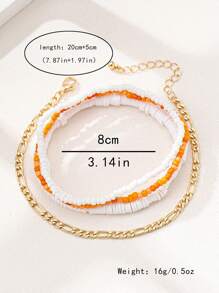 4pcs/Set Beach Holiday Soft Ceramic Bead Anklets For Women