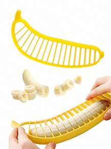 1个/2个装香蕉切片器，水果切刀，香蕉切片器，沙拉水果拼盘分离器，水果切片器，手动香蕉切片器，一键式香蕉切片工具，带塑料刀片 - 彩色 - 查看 2